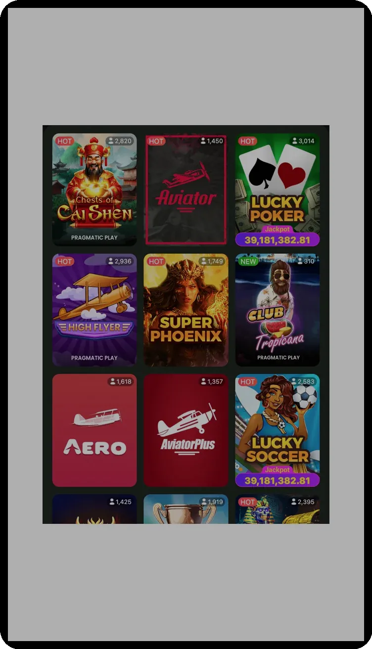 Selection of popular hot games on Bangbet Nigeria mobile platform